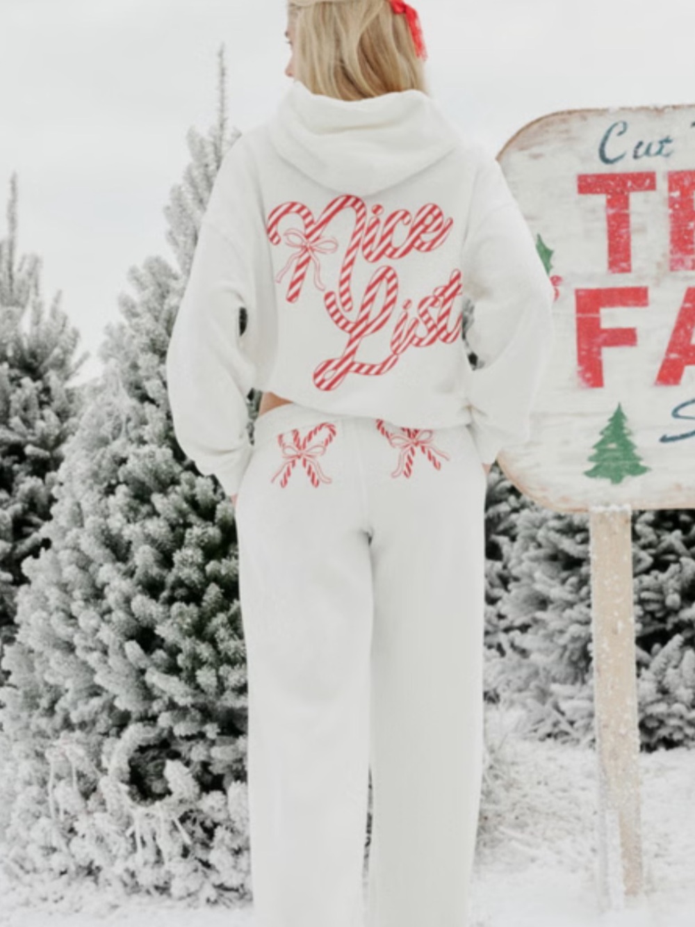 Hollister White Candy Cane Graphic sweatshirt